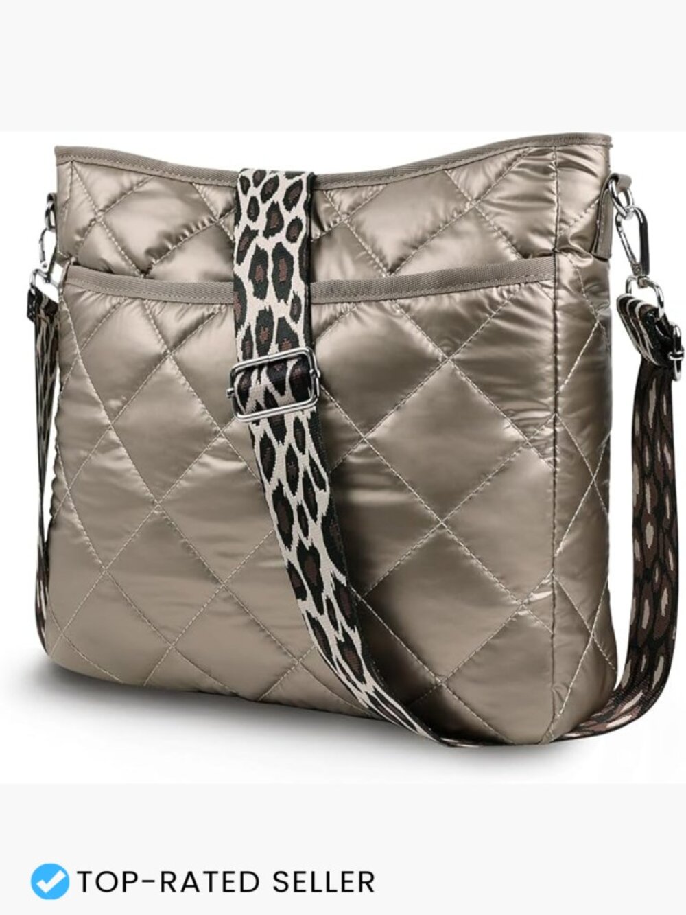 Quilted Puffer Crossbody Shoulder Bag Nylon Tote Adjustable Strap Casual Chic
